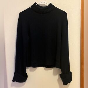 Parker Women Black Turtle Neck Sweater with Wide Sleeves